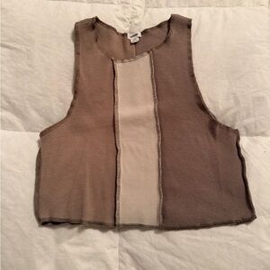 Garage Brown and Cream Crop Top